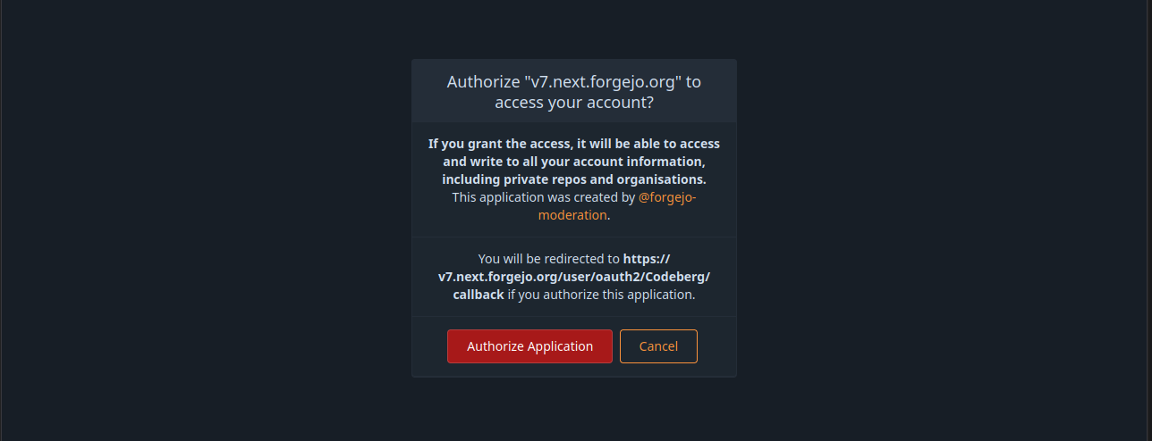 Authorizing forgejo.example.com