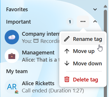 Talk conversations tag actions