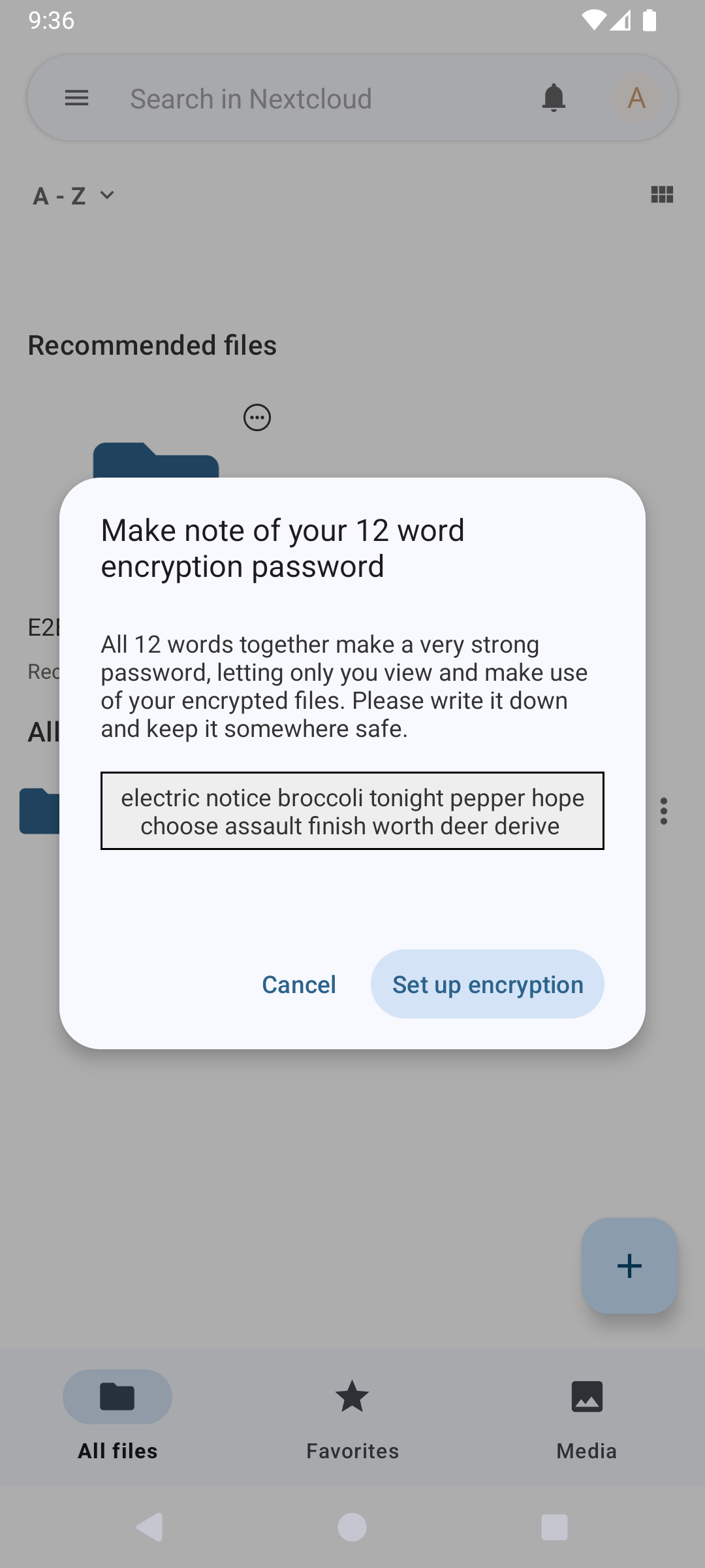 Encrypting a folder on an Android device
