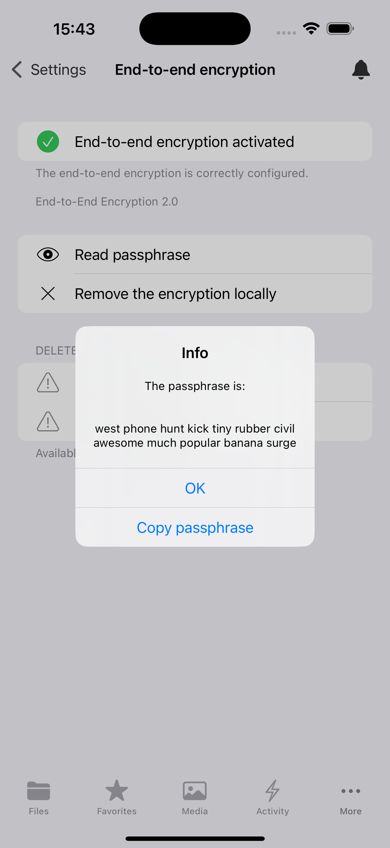 Displaying the mnemonic on an iOS device