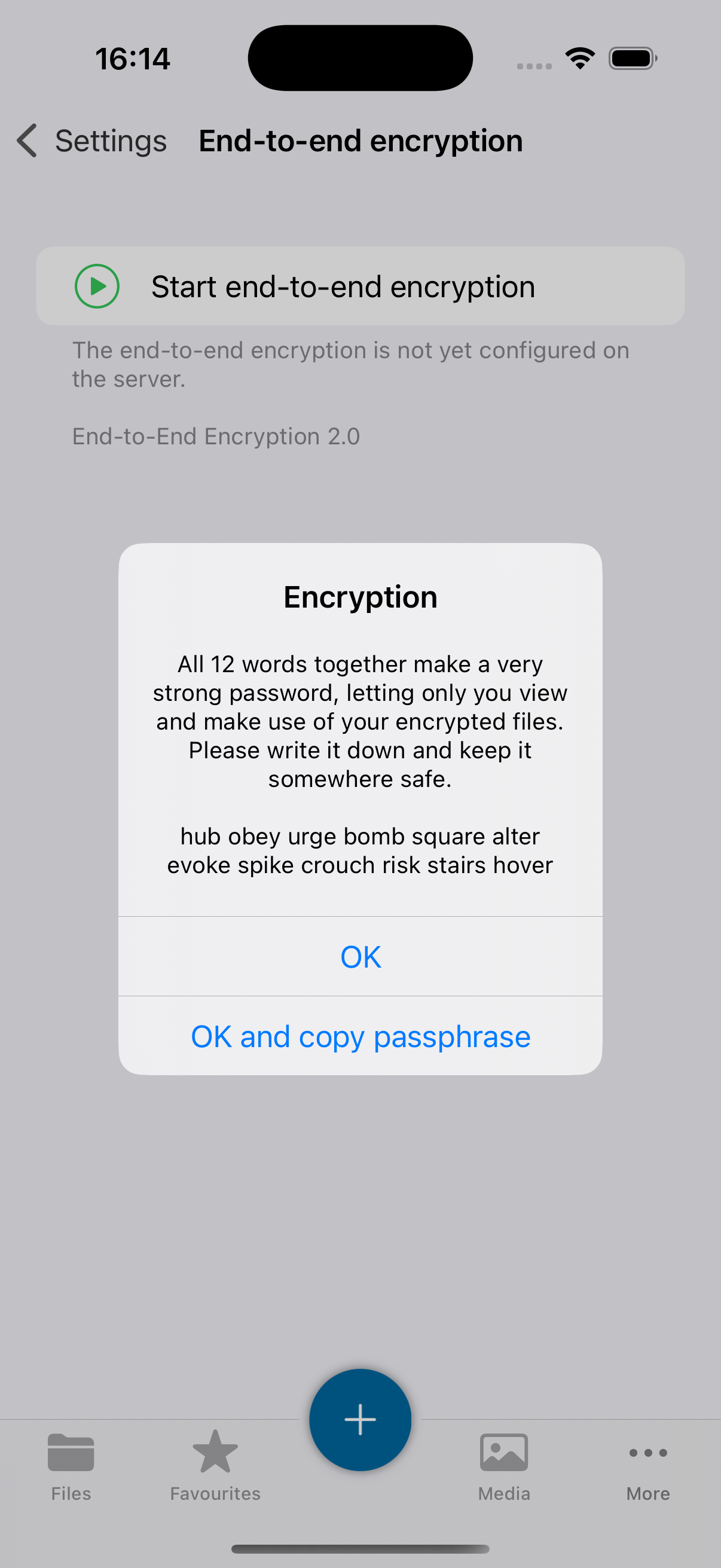 Setup E2EE on iOS step 2