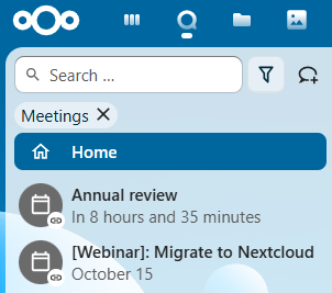 Nextcloud Calendar event view showing a linked Talk conversation