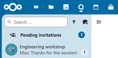 Talk notification counter showing pending federation invites