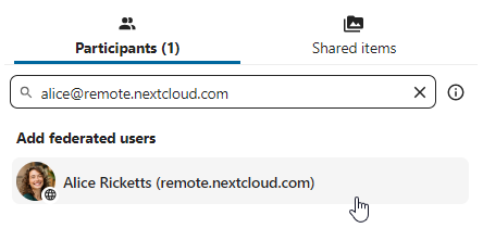Talk participant panel with option to invite a user from another server