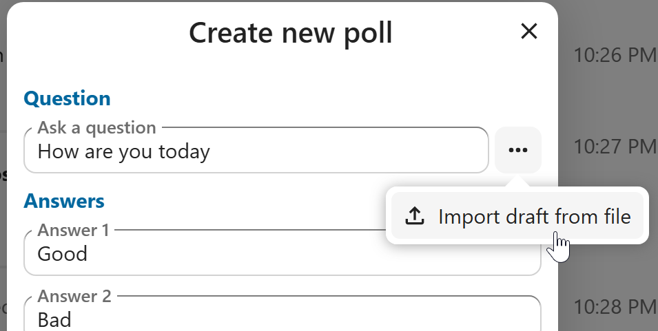 Talk poll import option for loading poll questions from a file