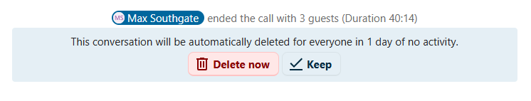 Talk instant meeting with option to dispose after use