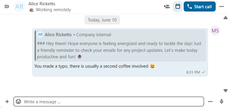 Talk 1-1 conversation with private reply
