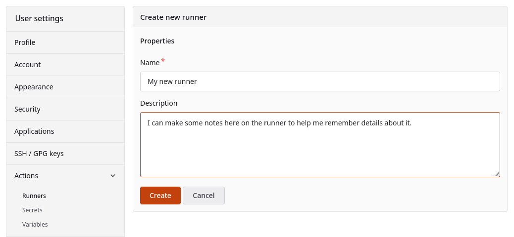Screenshot showing runner registration popup