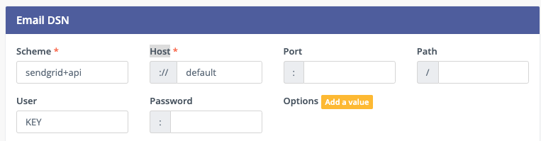 SendGrid API DSN 示例