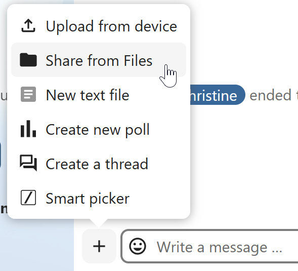 Talk file selection dialog for sharing from Nextcloud Files