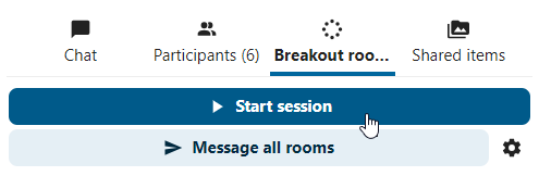 Talk breakout rooms sidebar header with start and manage options