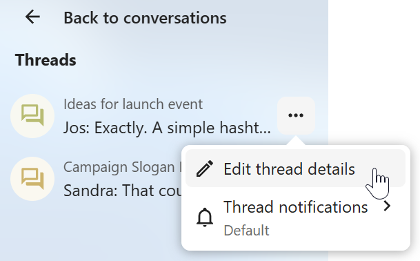 Talk thread title edit option in the thread header