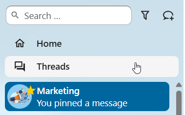 Talk navigation bar Threads section showing followed threads